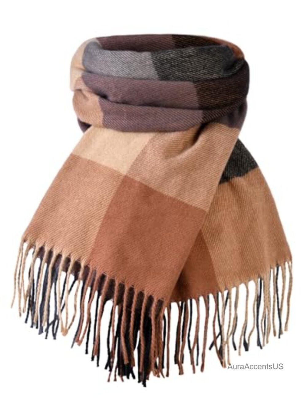 Winter Scarf for Women Plaid Oversized Tassel Shawl Wrap